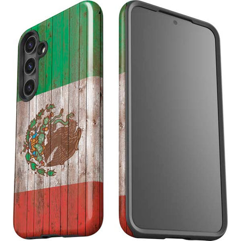 Mexican Flag Dark Wood Galaxy S24 Plus Impact Case