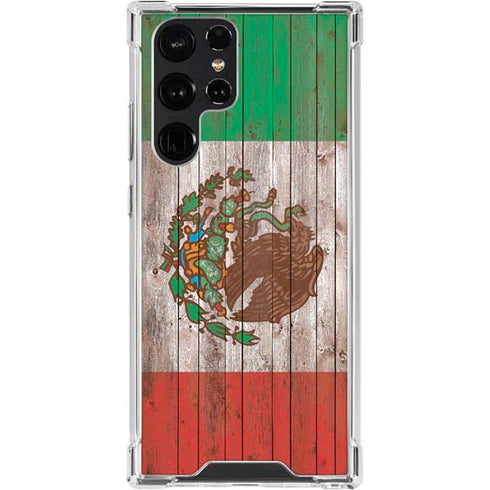 Mexican Flag Dark Wood Galaxy S24 Ultra Clear Case