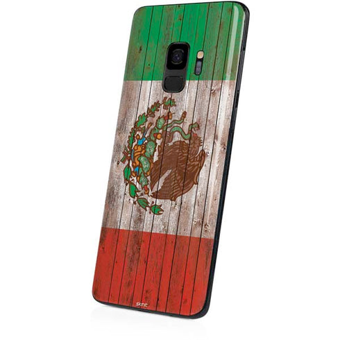Mexican Flag Dark Wood Galaxy S9 Skin