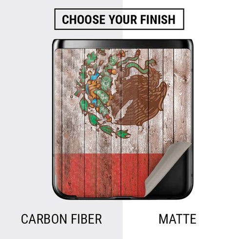 Mexican Flag Dark Wood Galaxy Z Flip Skin