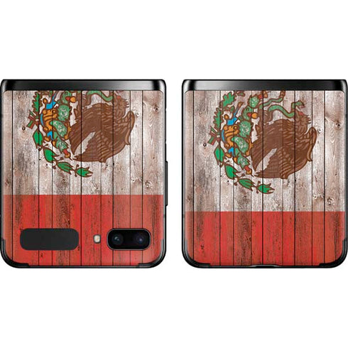 Mexican Flag Dark Wood Galaxy Z Flip Skin