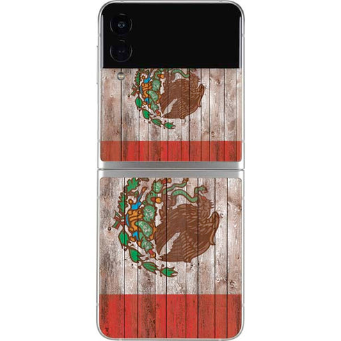 Mexican Flag Dark Wood Galaxy Z Flip3 5G Skin