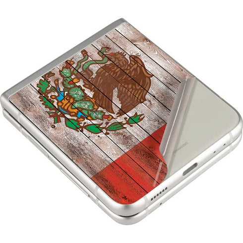 Mexican Flag Dark Wood Galaxy Z Flip3 5G Skin