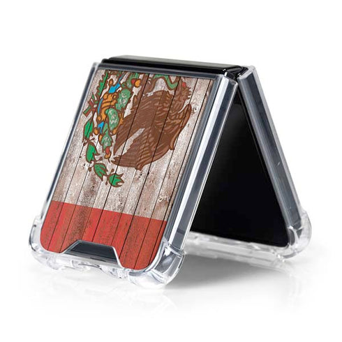 Mexican Flag Dark Wood Galaxy Z Flip5 5G Clear Case