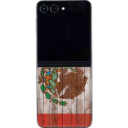 Mexican Flag Dark Wood Galaxy Z Flip5 5G Skin
