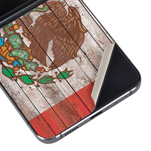 Mexican Flag Dark Wood Galaxy Z Flip5 5G Skin