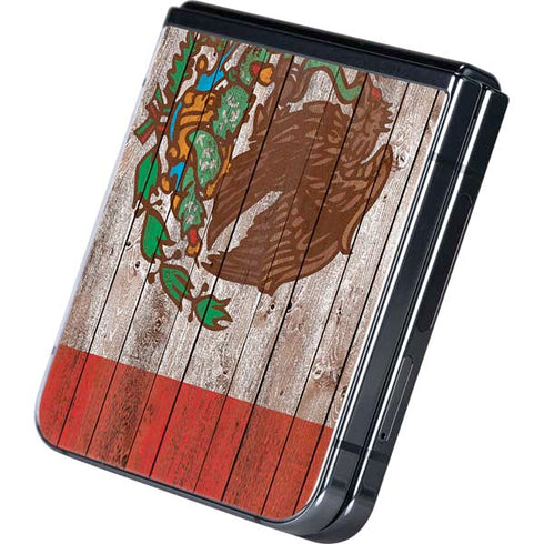 Mexican Flag Dark Wood Galaxy Z Flip5 5G Skin