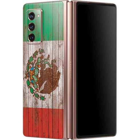 Mexican Flag Dark Wood Galaxy Z Fold2 5G Skin