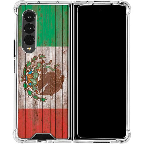 Mexican Flag Dark Wood Galaxy Z Fold4 5G Clear Case