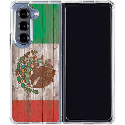 Mexican Flag Dark Wood Galaxy Z Fold5 5G Clear Case