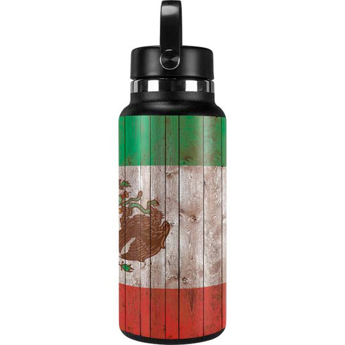Mexican Flag Dark Wood Hydro Flask 32oz Wide Mouth Skin