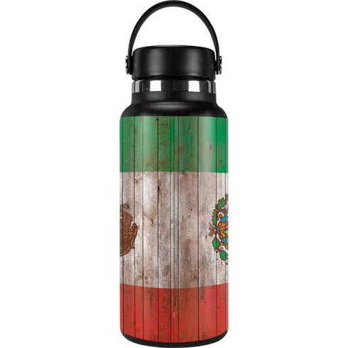 Mexican Flag Dark Wood Hydro Flask 32oz Wide Mouth Skin