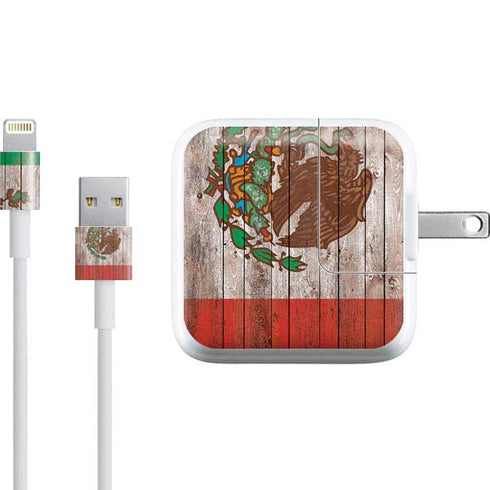 Mexican Flag Dark Wood iPad Charger (10W USB) Skin