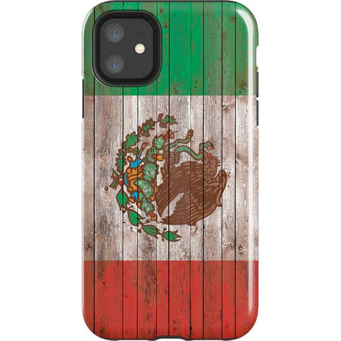 Mexican Flag Dark Wood iPhone 11 Impact Case