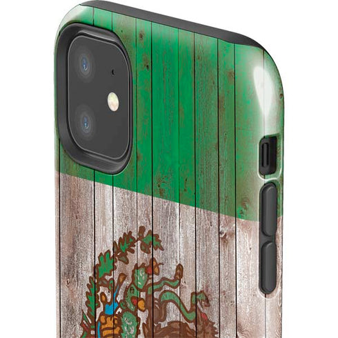 Mexican Flag Dark Wood iPhone 11 Impact Case