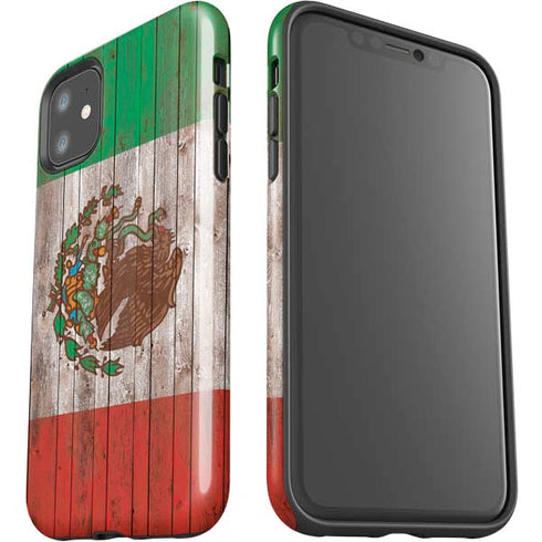 Mexican Flag Dark Wood iPhone 11 Impact Case