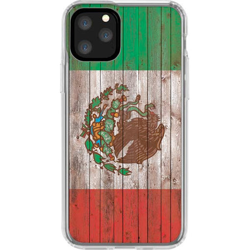 Mexican Flag Dark Wood iPhone 11 Pro Clear Case