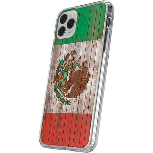 Mexican Flag Dark Wood iPhone 11 Pro Clear Case