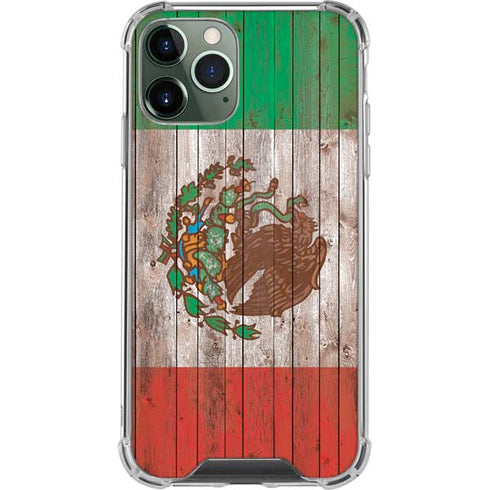 Mexican Flag Dark Wood iPhone 11 Pro Max Clear Case