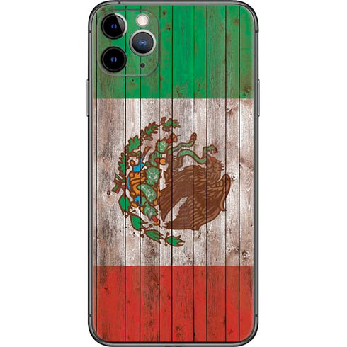 Mexican Flag Dark Wood iPhone 11 Pro Max Skin