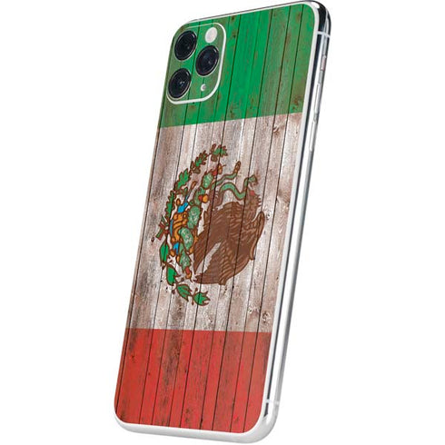 Mexican Flag Dark Wood iPhone 11 Pro Max Skin