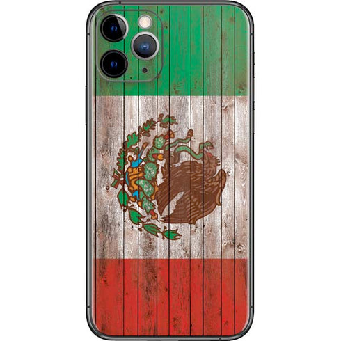 Mexican Flag Dark Wood iPhone 11 Pro Skin