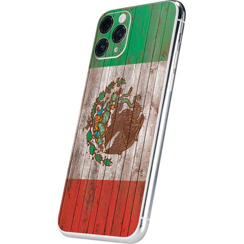 Mexican Flag Dark Wood iPhone 11 Pro Skin