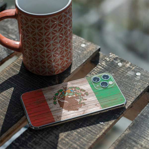 Mexican Flag Dark Wood iPhone 11 Pro Skin