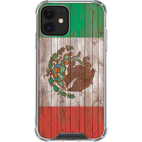 Mexican Flag Dark Wood iPhone 12 Clear Case