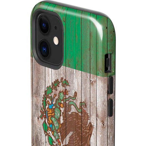 Mexican Flag Dark Wood iPhone 12 Impact Case