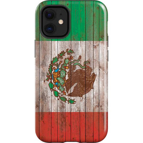 Mexican Flag Dark Wood iPhone 12 Mini Impact Case