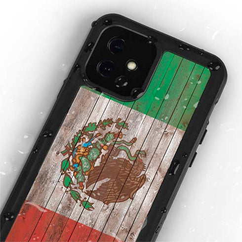 Mexican Flag Dark Wood iPhone 12 Mini Waterproof Case