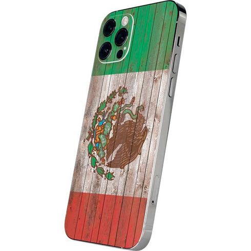 Mexican Flag Dark Wood iPhone 12 Pro Skin