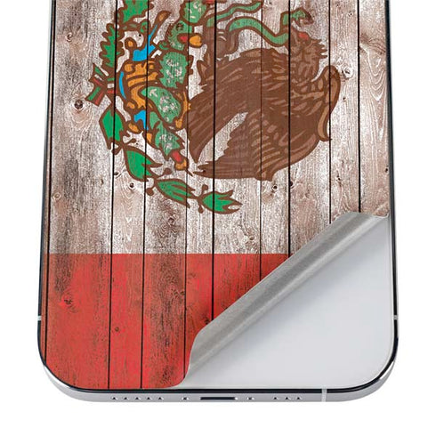 Mexican Flag Dark Wood iPhone 12 Pro Skin