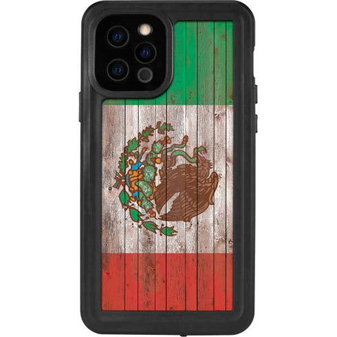 Mexican Flag Dark Wood iPhone 12 Pro Waterproof Case