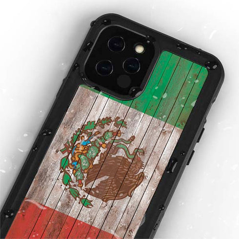 Mexican Flag Dark Wood iPhone 12 Pro Waterproof Case