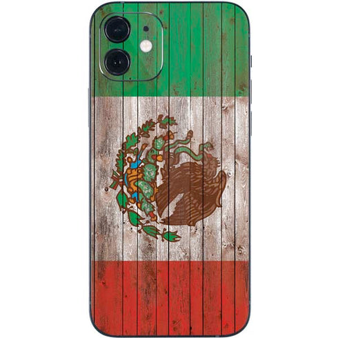 Mexican Flag Dark Wood iPhone 12 Skin