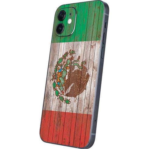 Mexican Flag Dark Wood iPhone 12 Skin