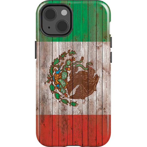 Mexican Flag Dark Wood iPhone 13 Impact Case