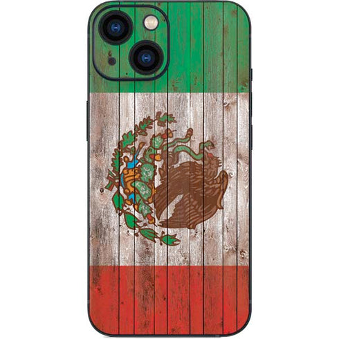 Mexican Flag Dark Wood iPhone 13 Mini Skin
