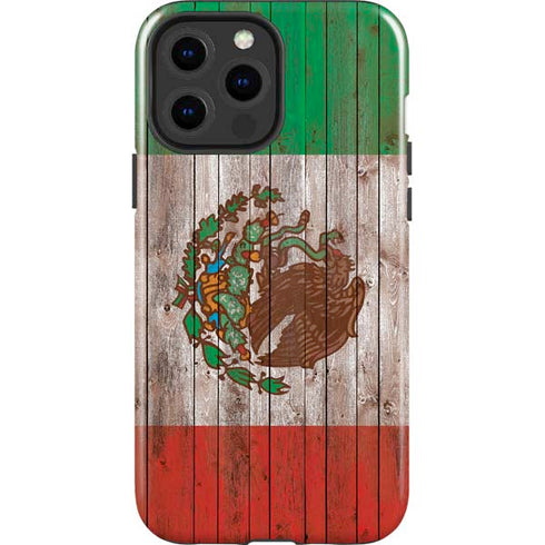 Mexican Flag Dark Wood iPhone 13 Pro Max Impact Case