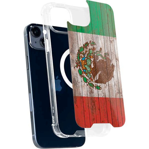Mexican Flag Dark Wood iPhone 15 Plus MagSafe Case