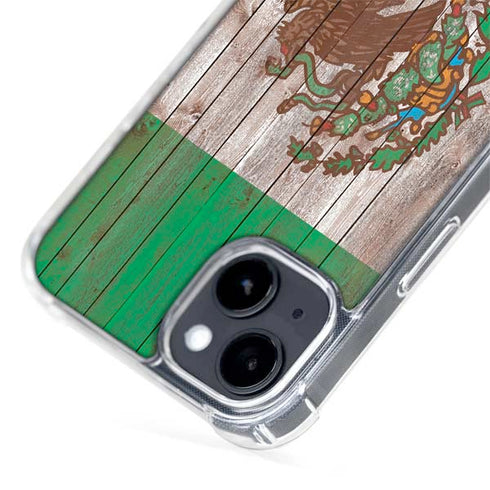 Mexican Flag Dark Wood iPhone 15 Plus MagSafe Case