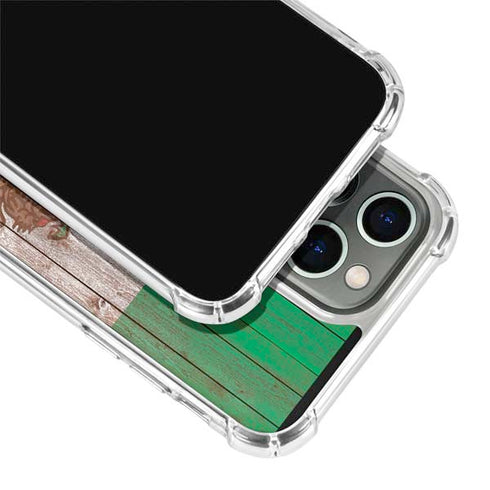 Mexican Flag Dark Wood iPhone 14 Pro Clear Case