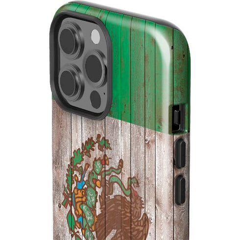 Mexican Flag Dark Wood iPhone 15 Pro Max Impact Case