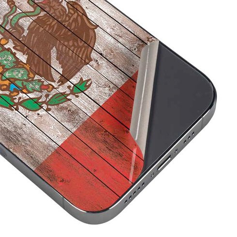 Mexican Flag Dark Wood iPhone 14 Pro Max Skin