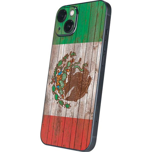 Mexican Flag Dark Wood iPhone 14 Skin