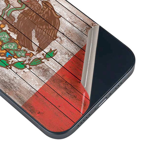 Mexican Flag Dark Wood iPhone 14 Skin