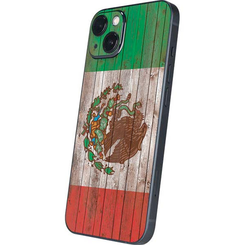Mexican Flag Dark Wood iPhone 15 Skin