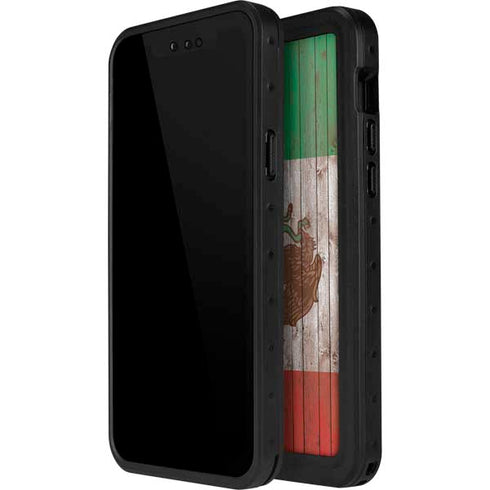 Mexican Flag Dark Wood iPhone 15 Waterproof Case